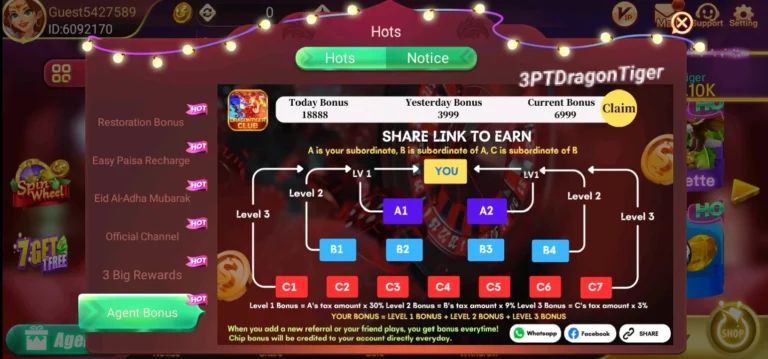 Referral Commission Dragon Tiger Club